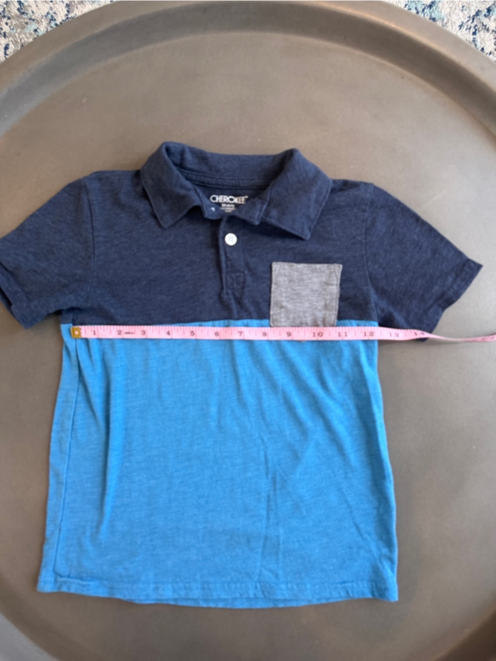 Cherokee Colorblock Polo Shirt - Navy, Sky Blue & Gray Pocket XS - Picture 5 of 5